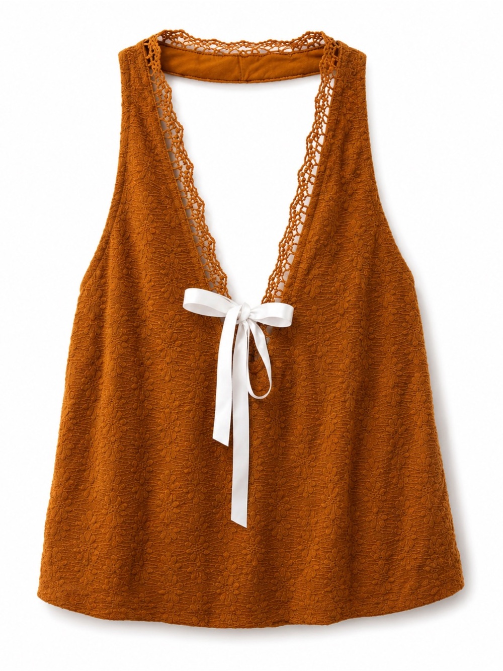 Wild Fable burn orange  Lace Sleeveless Tie-Front Top large NWT Cottagecore Boho